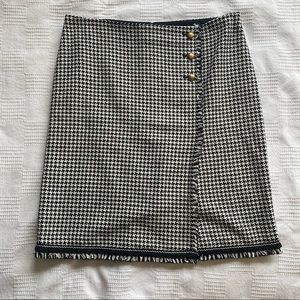 Talbots houndstooth faux-wrap tweed pencil skirt